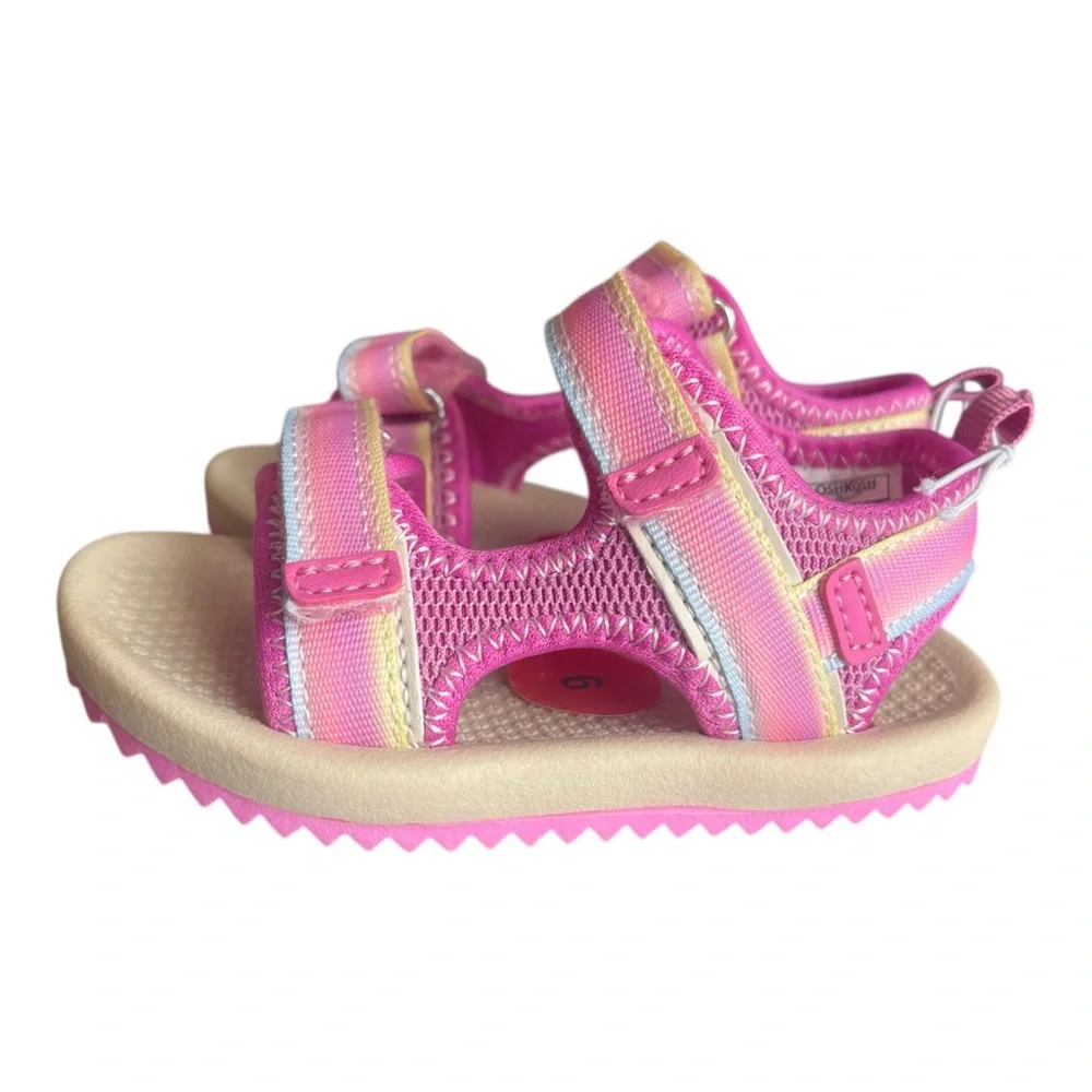 OshKosh B'Gosh Toddler Girl's Size 6 Horchata Hook and Loop Sandal Pink New Tags